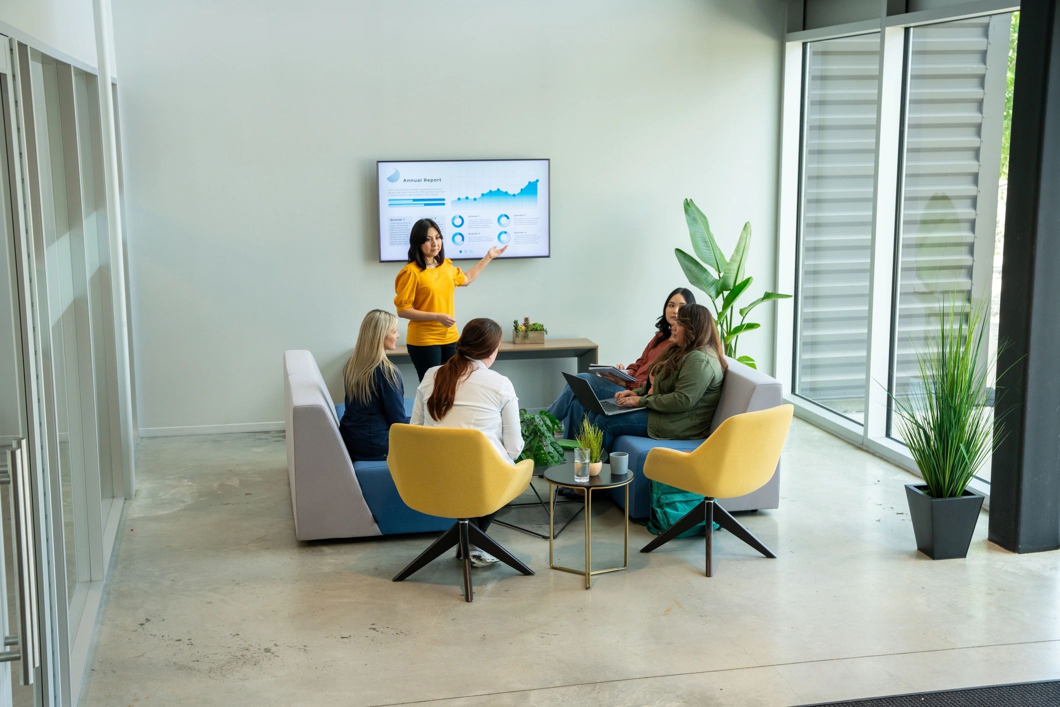 Team members collaborating during a business meeting