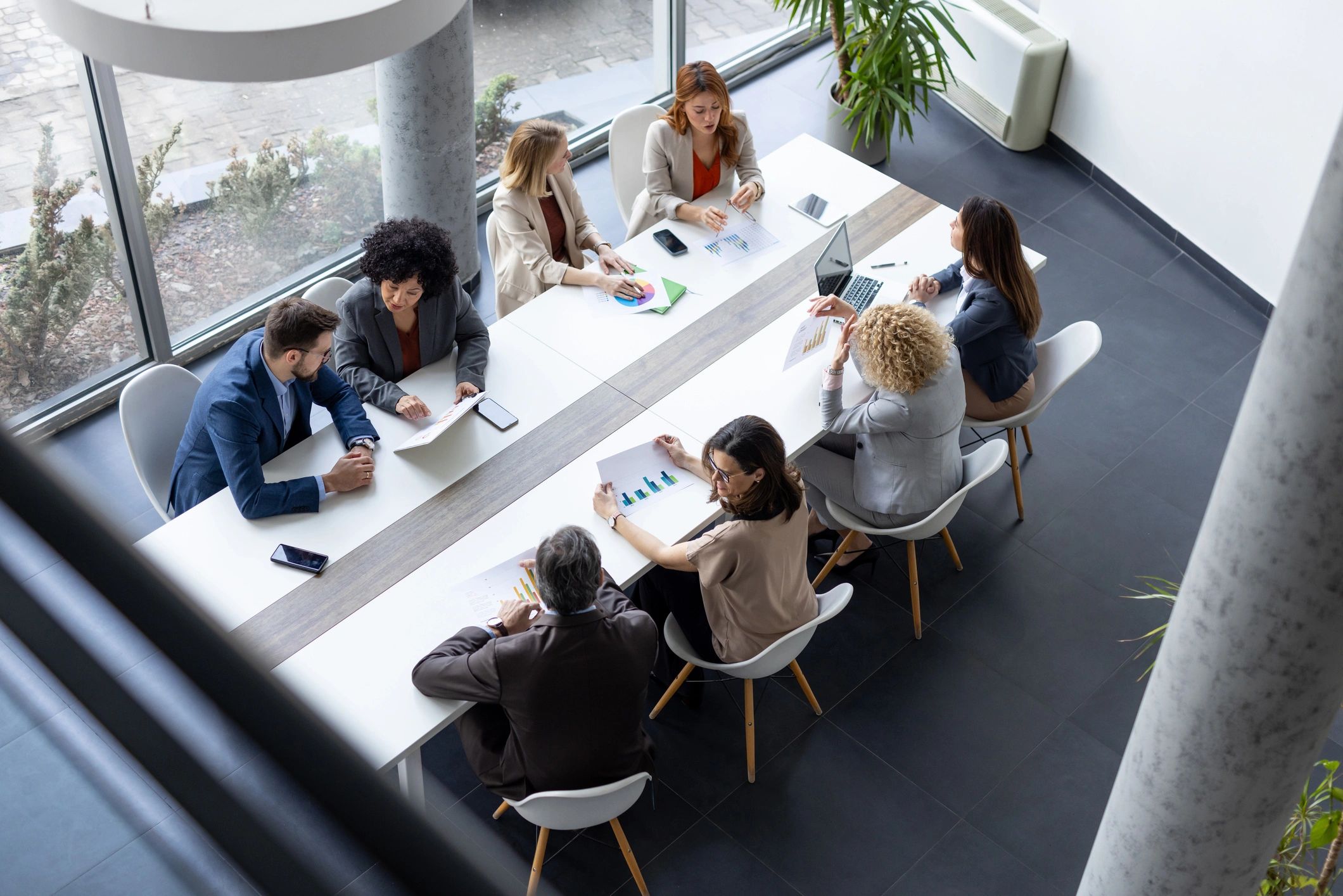 Modern office meeting focused on performance planning
