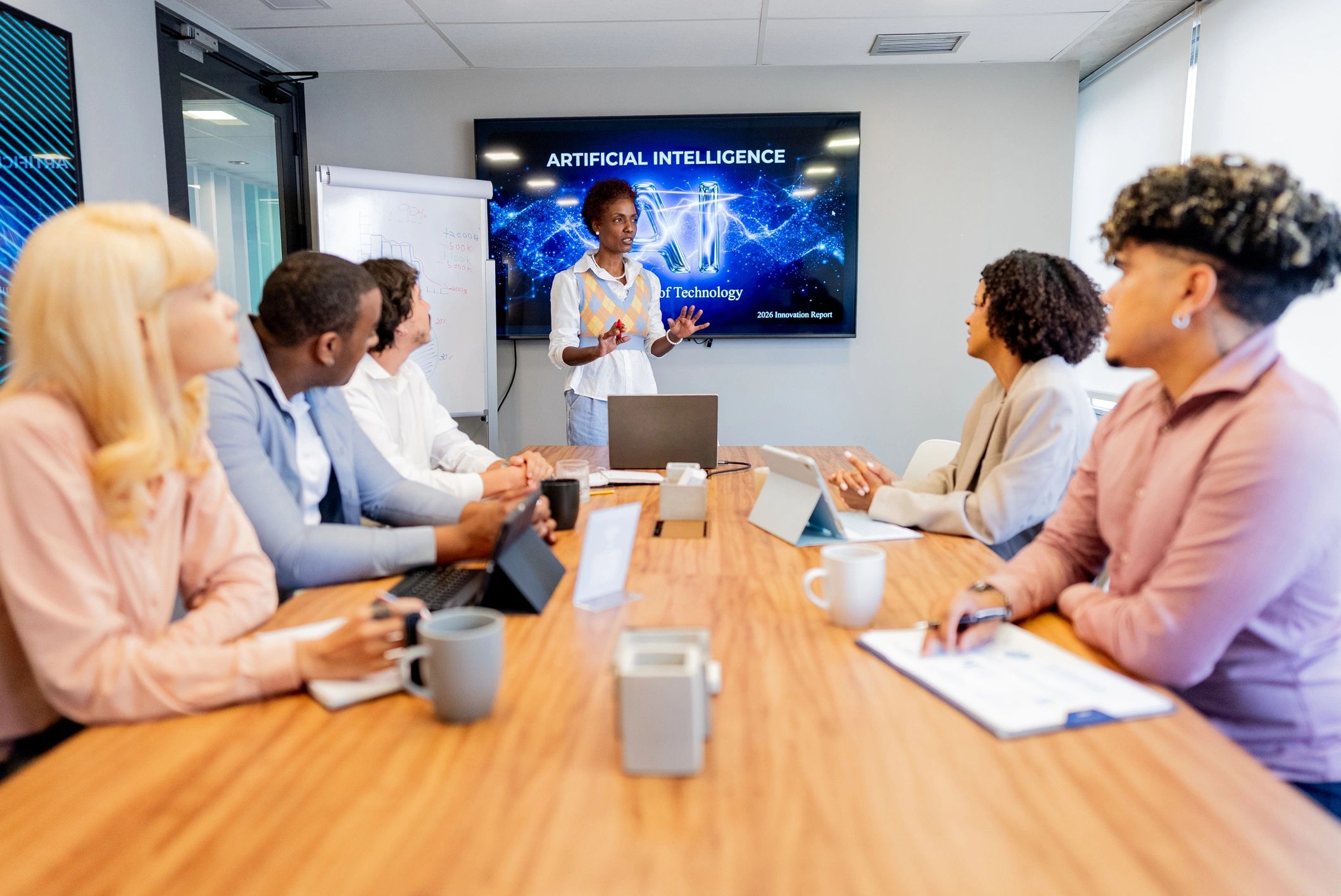 Business technology presentation in a modern office